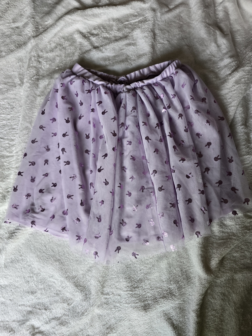 💖=3/$20 Girls Bunny Purple Glitter Mesh Tulle Elastic Waist Skirt XL 14-16